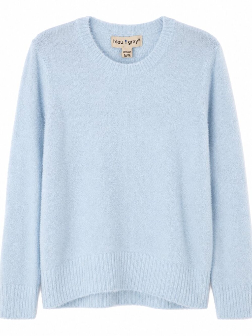 BLEU:GRAY Sweater Baby Blue Women's Long Sleeve Eyelash Knit Crewneck Sz M